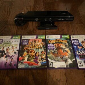 Microsoft Xbox 360 Kinect Sensor Bar, Power Adapter & Plus 4 Games Tested